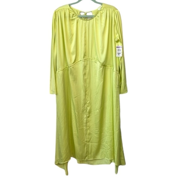 Topshop Gathered Long Sleeve Shift Dress Size Small Medium In Bright Yellow - Picture 1 of 7